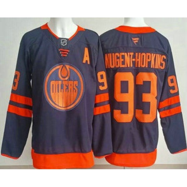 Edmonton Oilers #93 Ryan Nugent Hopkins Navy Authentic Jersey