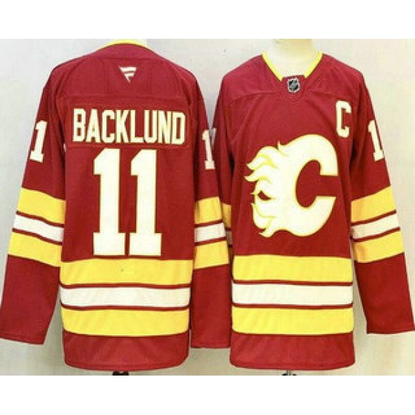 Calgary Flames #11 Mikael Backlund Red Authentic Jersey