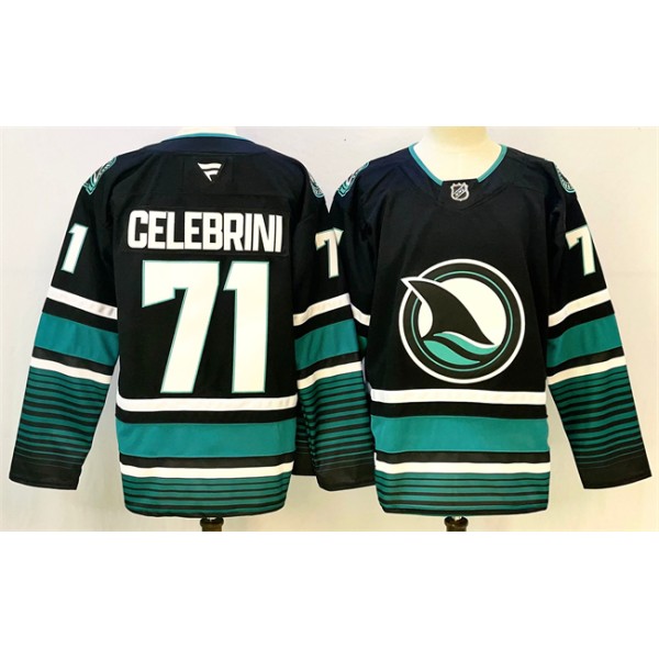 San Jose Sharks #71 Macklin Celebrini Black 2024-25 Alternate Stitched Jersey