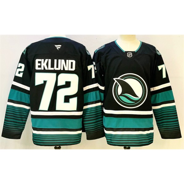 San Jose Sharks #72 William Eklund Black 2024-25 Alternate Stitched Jersey