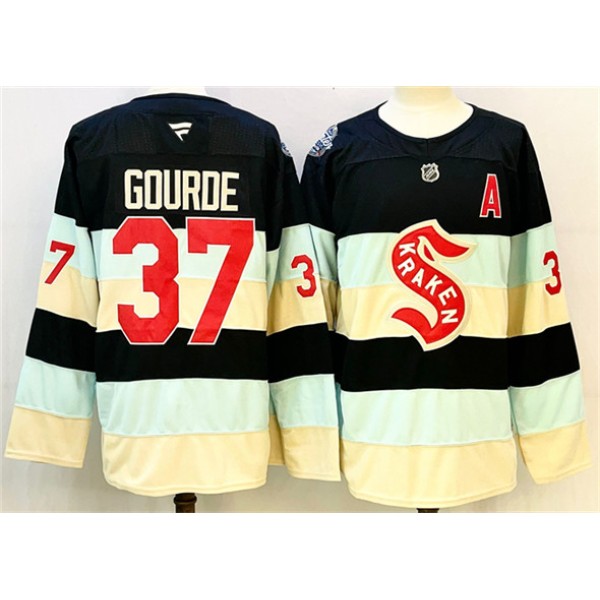 Seattle Kraken #37 Yanni Gourde Deep Sea Blue Winter Classic With A Patch Stitched Jersey