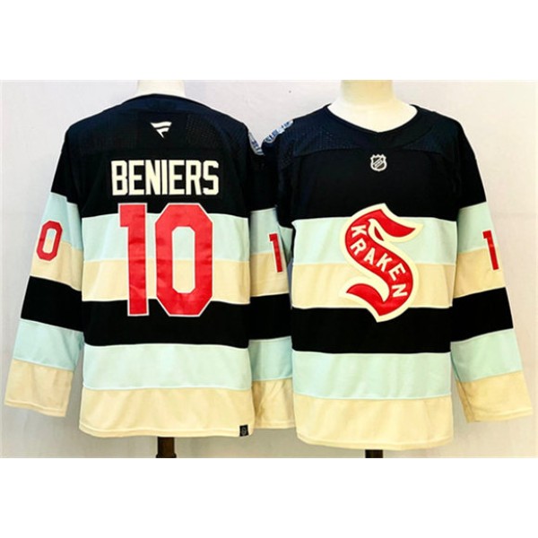 Seattle Kraken #10 Matty Beniers Deep Sea Blue Winter Classic Stitched Jersey