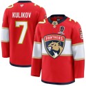 Florida Panthers #7 Dmitry Kulikov Red Home 2025 Stanley Cup Champions Patch Stitched Jersey