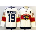 Florida Panthers #19 Matthew Tkachuk White 2024-25 Home With A Patch Stitched Jersey