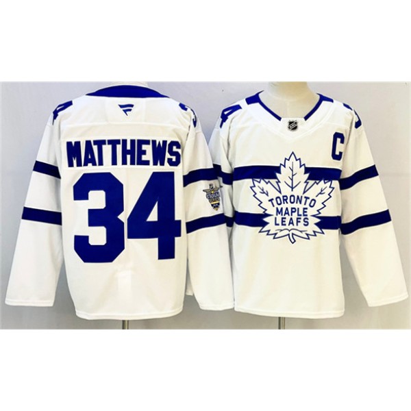 Toronto Maple Leafs #34 Auston Matthews White With C Patch Stadium Series Stitched Jersey