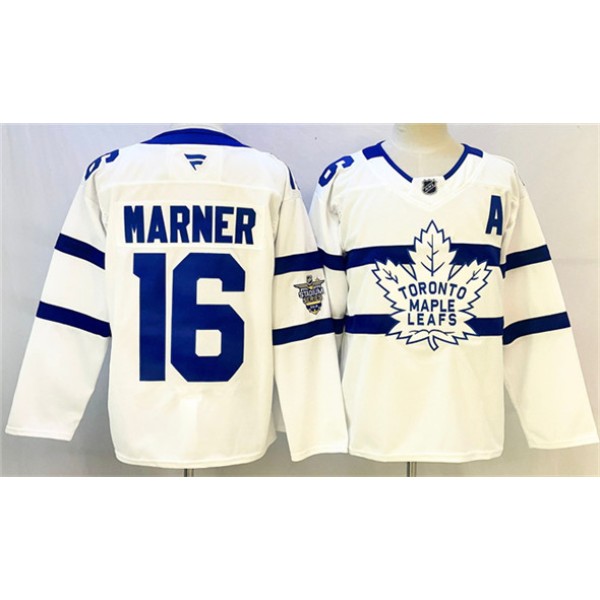 Toronto Maple Leafs #16 Mitchell Marner White With A Patch Stadium Series Stitched Jersey