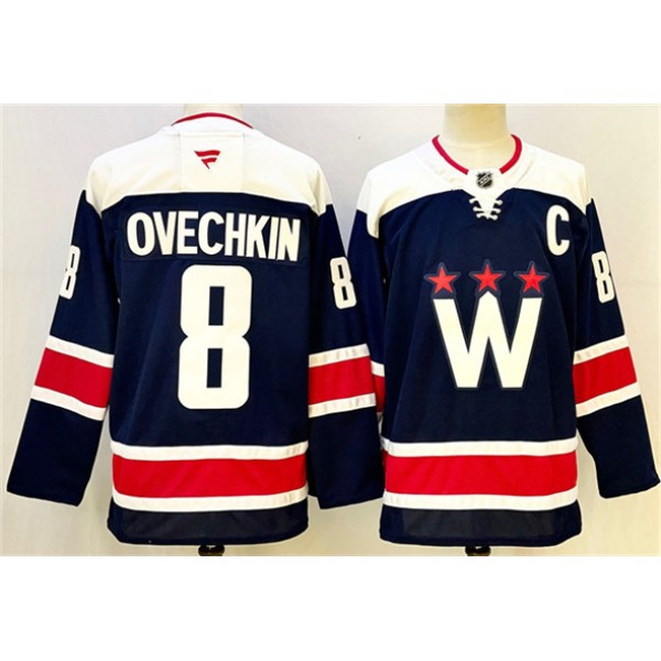 Washington Capitals #8 Alexander Ovechkin Navy With C Patch Stitched Jersey