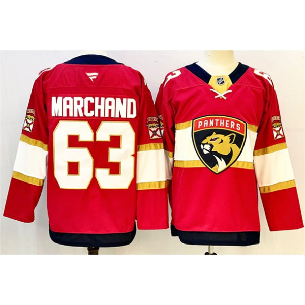 Florida Panthers #63 Brad Marchand Red 2024-25 Home Stitched Jersey