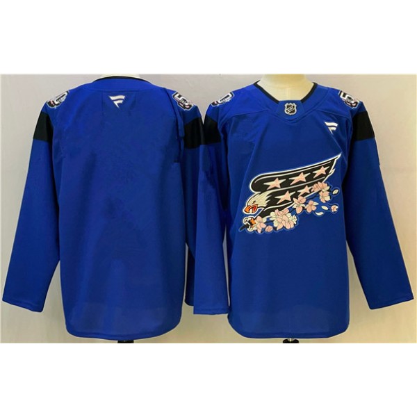 Washington Capitals Blank Blue Cherry Blossom Stitched Jersey