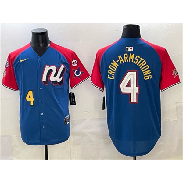 National League #4 Pete Crow-Armstrong Blue Red Alternate 2025 All-Star With Patch Edition Limited Stitched Jersey