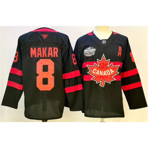 Canada #8 Cale Makar Black 2025 4 Nations Face-Off Premium With A Patch Stitched Jersey