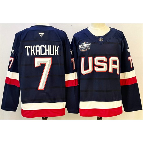 USA #7 Keith Tkachuk Navy 2025 4 Nations Face-Off Stitched Jersey