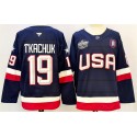 USA #19 Matthew Tkachuk Navy 2025 With A Patch 4 Nations Face-Off Stitched Jersey