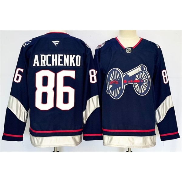 Columbus Blue Jackets #86 Kirill Marchenko Navy 2024-25 With C Patch Stitched Jersey
