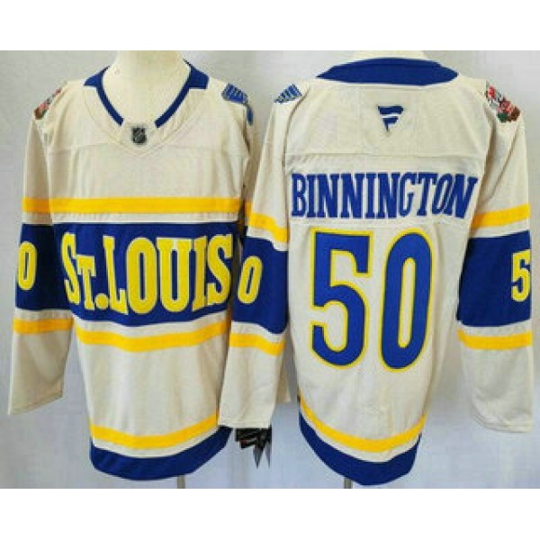 St Louis Blues #50 Jordan Binnington Cream 2025 Winter Classic Authentic Jersey