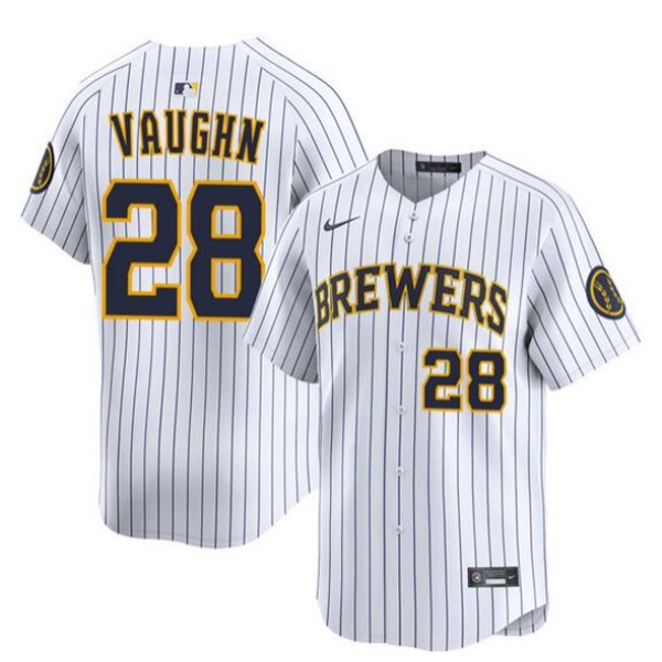 Milwaukee Brewers #28 Andrew Vaughn White Alternate Limited Stitched Jersey