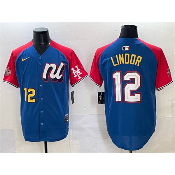 National League #12 Francisco Lindor Blue Red Alternate 2025 All-Star Edition Limited Stitched Jersey