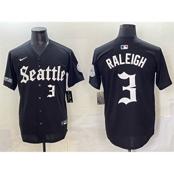 Seattle Mariners #3 Cal Raleigh Black 'Deep Sea Gothic Edition' Vapor Premier Limited Stitched Jersey