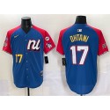 National League #17 Shohei Ohtani Blue Red Alternate 2025 All-Star With Patch Edition Limited Stitched Jersey
