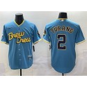 Milwaukee Brewers #2 Brice Turang Powder Blue City Connect Cool Base Stitched Jersey