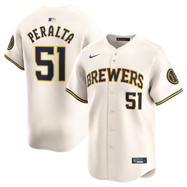 Milwaukee Brewers #51 Freddy Peralta Cream Limited Stitched Jersey