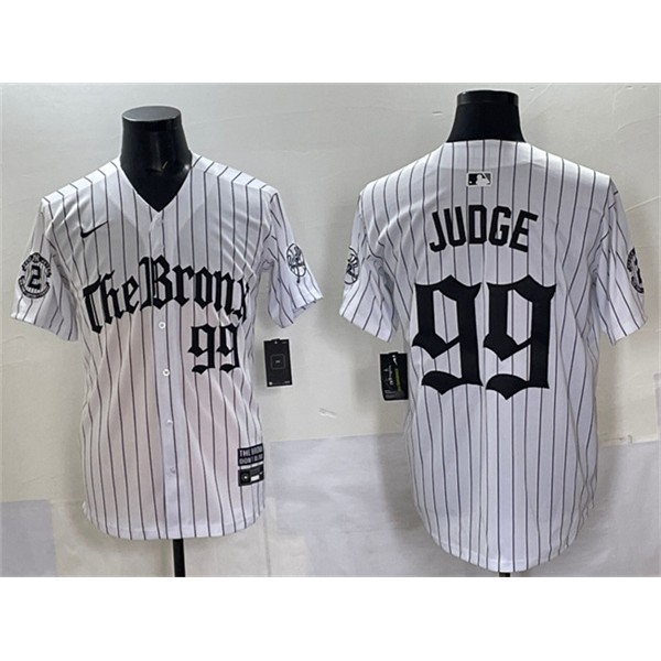 New York Yankees #99 Aaron Judge White Pinstripe 'Gothic Legacy Edition' Vapor Premier Limited Stitched Jersey