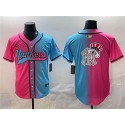 New York Yankees Team Big Logo Pink Blue Limited Stitched Jersey