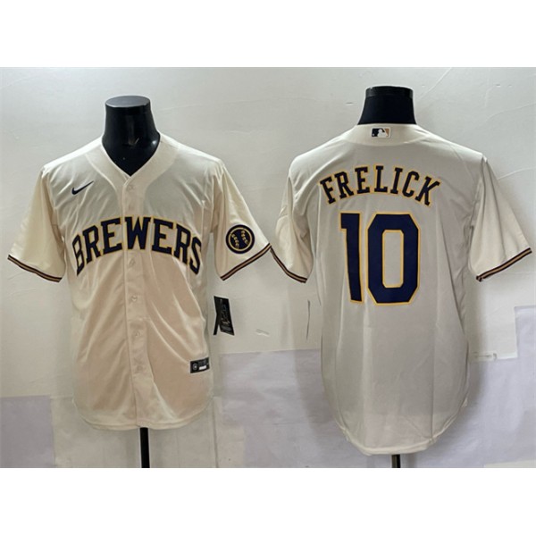 Milwaukee Brewers #10 Sal Frelick Cream Cool Base Stitched Jersey