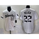 Milwaukee Brewers #22 Christian Yelich White 'Gothic 414 Shadows Edition' Vapor Premier Limited Stitched Jersey