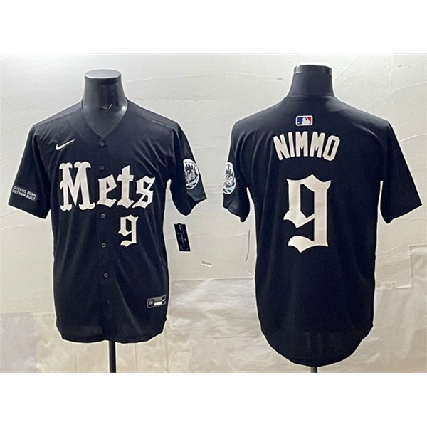 New York Mets #9 Brandon Nimmo Black 'Gotham Gothic Edition' Vapor Premier Limited Stitched Jersey