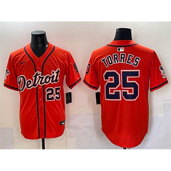 Detroit Tigers #25 Gleyber Torres Orange With Patch Vapor Premier Limited Stitched Jersey