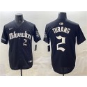 Milwaukee Brewers #2 Brice Turang Black 'Gothic 414 Shadows Edition' Vapor Premier Limited Stitched Jersey