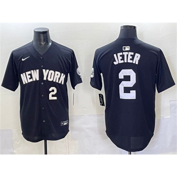 New York Yankees #2 Derek Jeter Black Limited Stitched Jersey