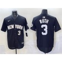 New York Yankees #3 Babe Ruth Black Limited Stitched Jersey