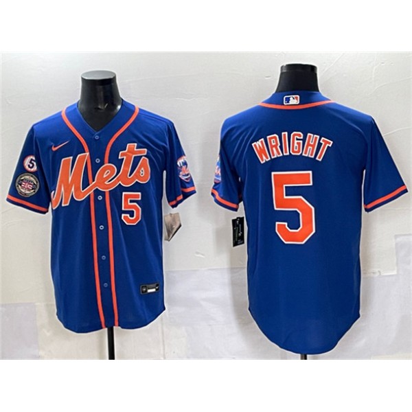 New York Mets #5 David Wright Blue With Patch Cool Base Stitched Jersey
