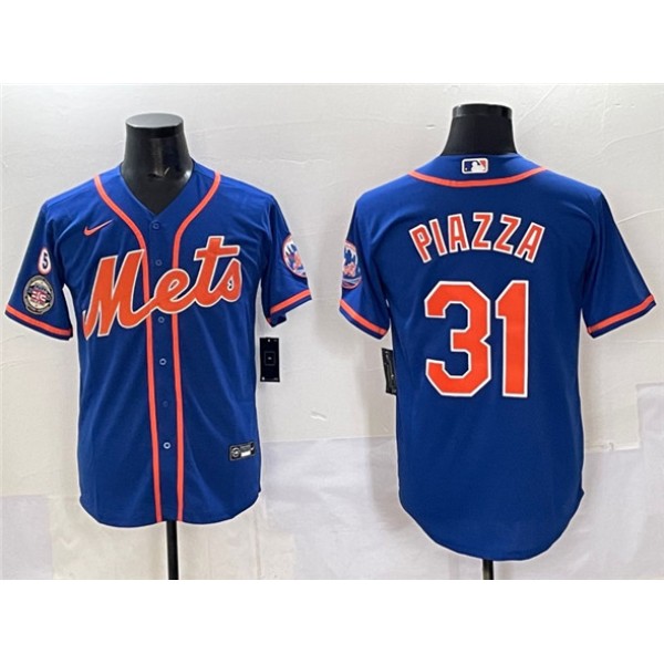 New York Mets #31 Mike Piazza Blue With Patch Cool Base Stitched Jersey