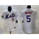 New York Mets #5 David Wright White With Patch Stitched Jersey
