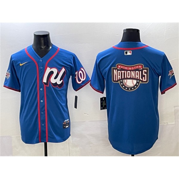 National League Washington Nationals Team Big Logo Blue 2025 All-Star Edition Limited Stitched Jersey