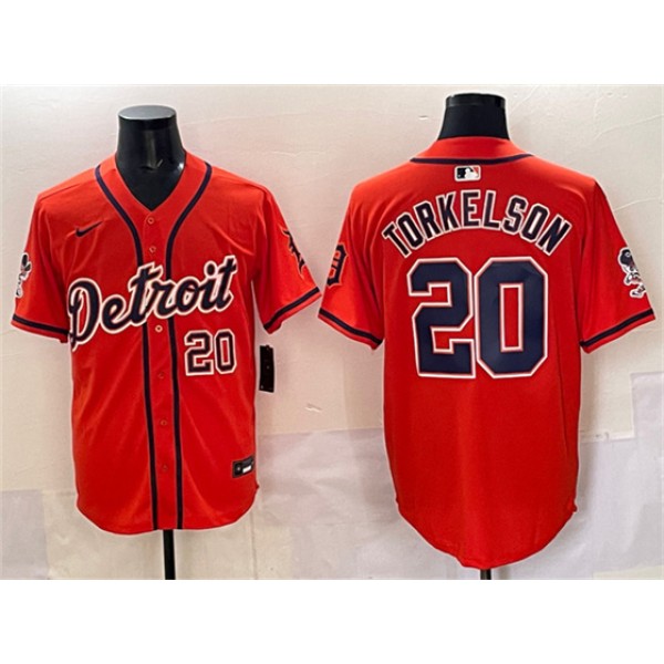 Detroit Tigers #20 Spencer Torkelson Orange With Patch Vapor Premier Limited Stitched Jersey
