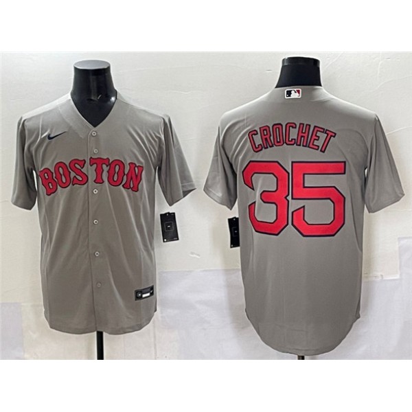 Boston Red Sox #35 Garrett Crochet Gray Cool Base Stitched Jersey