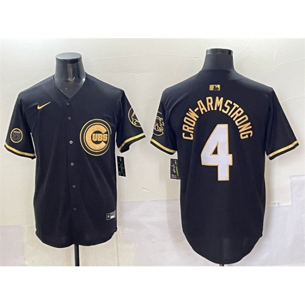 Chicago Cubs #4 Pete Crow-Armstrong Black Gold 'Ryne Sandberg Tribute' Vapor Limited V2 Stitched Jersey