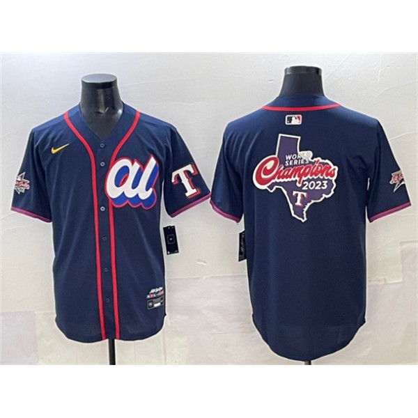 American League Texas Rangers Team Big Logo Navy 2025 All-Star Edition Limited Stitched Jersey