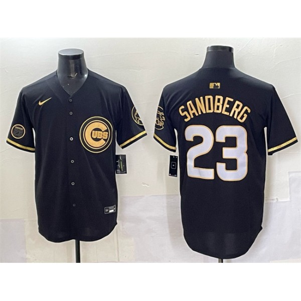 Chicago Cubs #23 Ryne Sandberg Black Gold 'Ryne Sandberg Tribute' Vapor Limited V2 Stitched Jersey