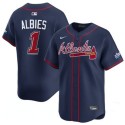 Atlanta Braves #1 Ozzie Albies Navy 2025 Speedway Classic Alternate Limited Stitched Jersey