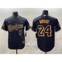 Los Angeles Dodgers Front #8 Back #24 Kobe Bryant Black With KB Patch Stitched Jersey