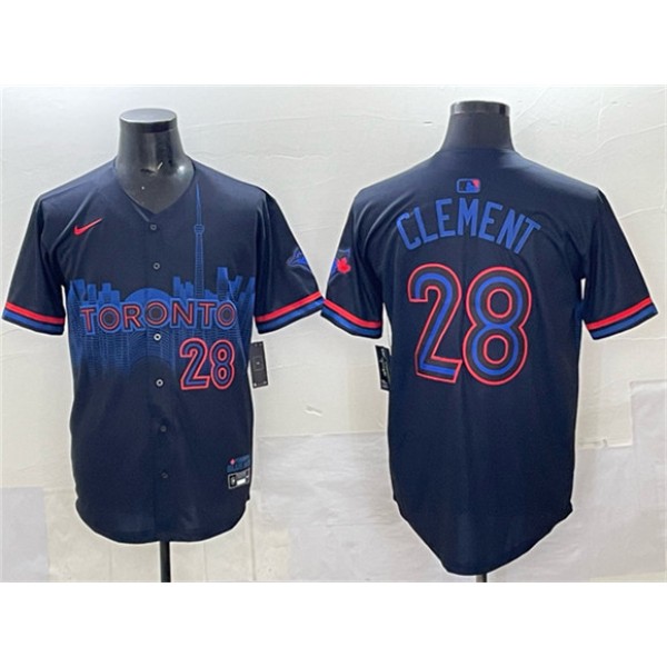 Toronto Blue Jays #28 Ernie Clement Navy 2024 City Connect Limited Stitched Jersey