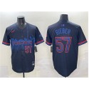 Toronto Blue Jays #57 Shane Bieber Navy 2024 City Connect Limited Stitched Jersey