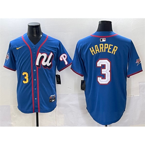 National League #3 Bryce Harper Blue 2025 All-Star Edition Limited Stitched Jersey
