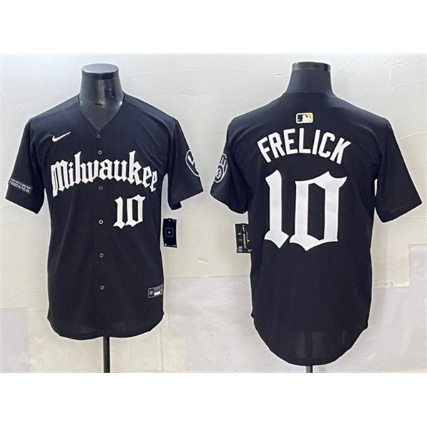 Milwaukee Brewers #10 Sal Frelick Black 'Gothic 414 Shadows Edition' Vapor Premier Limited Stitched Jersey