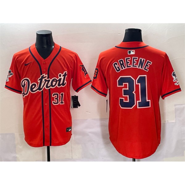 Detroit Tigers #31 Riley Greene Orange With Patch Vapor Premier Limited Stitched Jersey